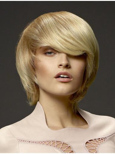 No-Fuss 8" Straight Blonde With Bangs Short Wigs