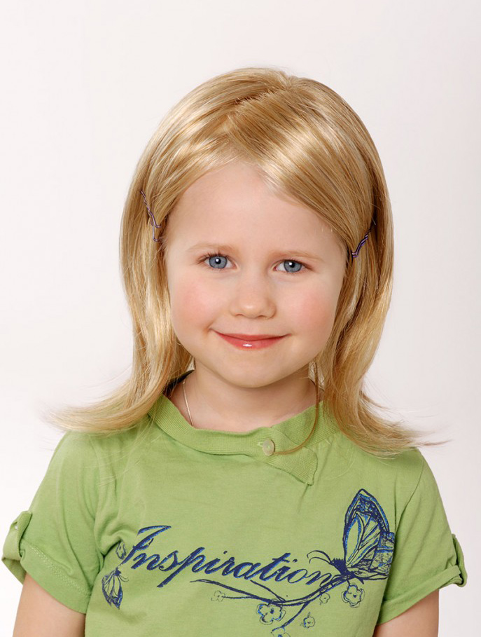 Kids Wigs, 100 Handtied 12" Straight Shoulder Length Without Bangs