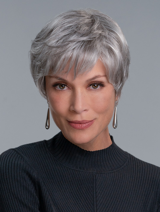 Straight Synthetic Cropped Capless Soft Cheap Grey Wigs 3641