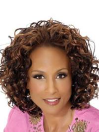 Brown Chin Length Curly Without Bangs Full Lace 12" Beverly Johnson Wigs