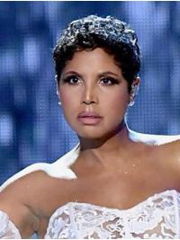 Curly Black Cropped 6" Remy Human Hair Incredible Toni Braxton Wigs