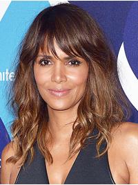 Perfect Shoulder Length Capless Synthetic With Bangs Halle Berry Wigs