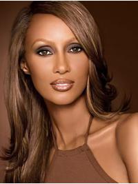 Straight Long Lace Front Brown 18" Without Bangs Synthetic Comfortable Iman Wigs