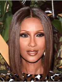 Straight Shoulder Length Capless Brown 14" Bobs Synthetic Discount Iman Wigs