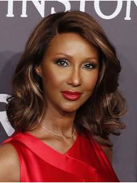 Wavy Shoulder Length Lace Front Brown 14" Without Bangs Synthetic Designed Iman Wigs