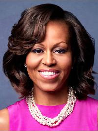 Wavy Chin Length Capless Ombre/2 Tone 12" Bobs Synthetic High Quality Michelle Obama Wigs