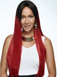 22" Ombre/2 Tone Long Without Bangs Straight Exquisite Lace Wigs