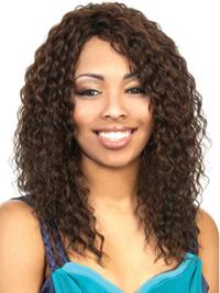 Long Brown Kinky Without Bangs Cheapest African American Wigs