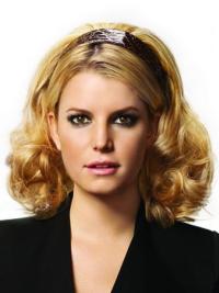 Shoulder Length Curly Blonde Popular Synthetic Half Wigs