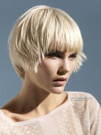 Monofilament Boycuts Short Straight 10" Platinum Blonde Convenient Fashion Wigs